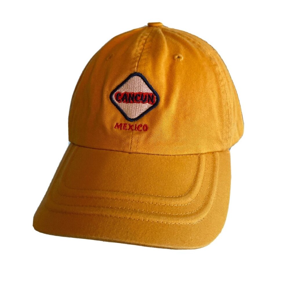 Cancun Mexico Yellow Baseball Cap Adjustable Strapback‎ Travel Vaction